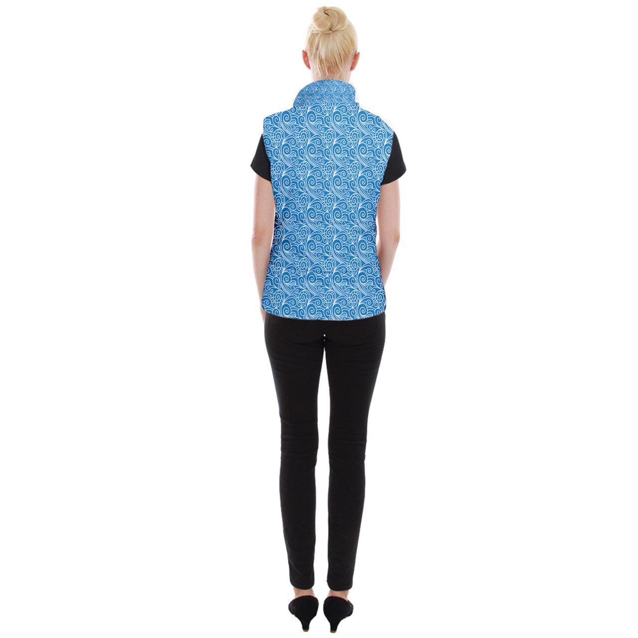 Women's Button Up Vest Blue Wind