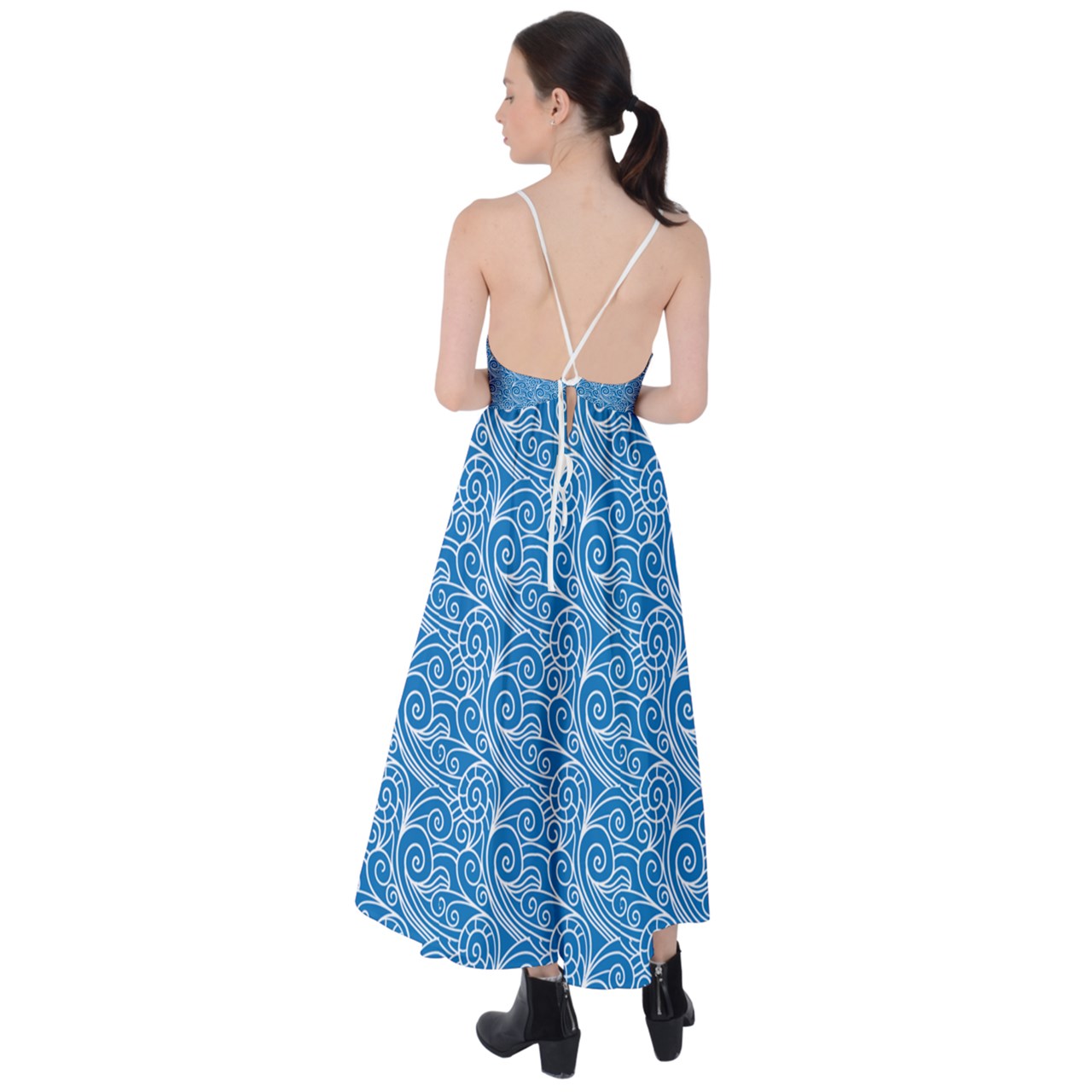 Tie Back Maxi Dress  Blue Wind