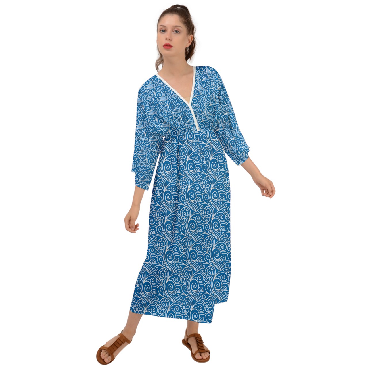 Grecian Style Maxi Dress  Blue Wind