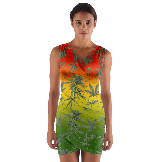 Marijuana Wrap Front Bodycon Dress