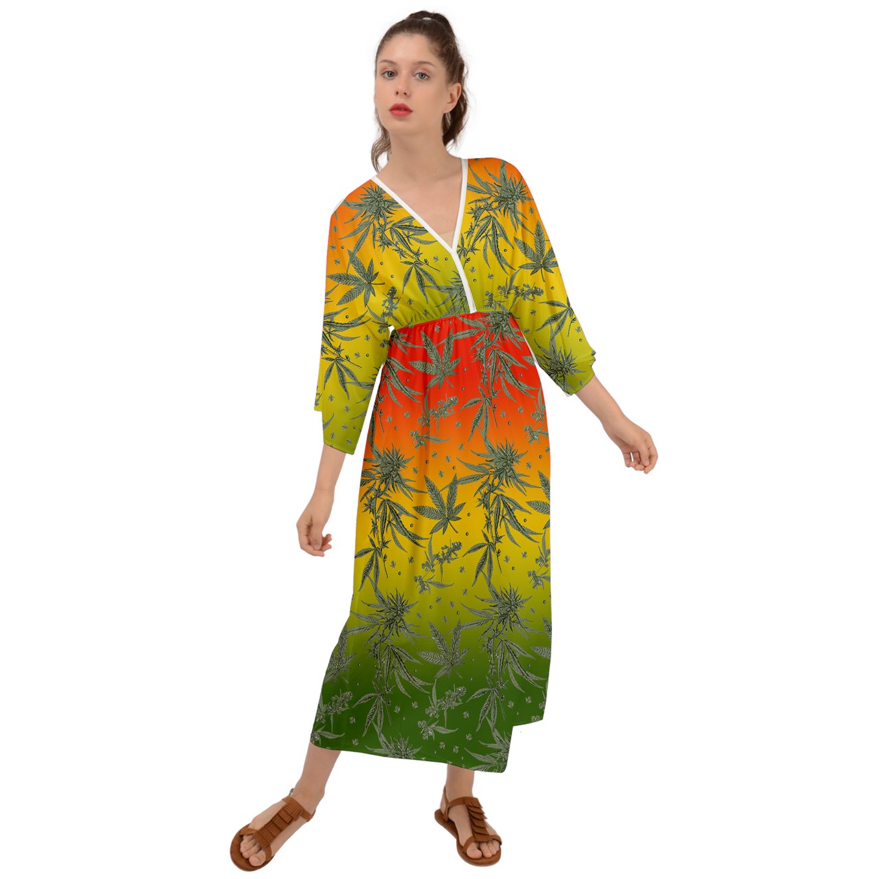 Marijuana Grecian Style  Maxi Dress