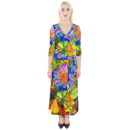 Petunia Quarter Sleeve Wrap Maxi Dress