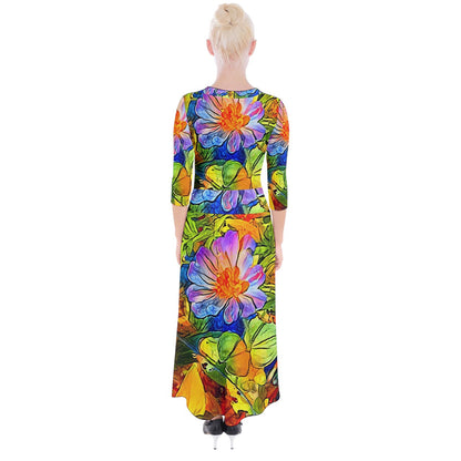 Petunia Quarter Sleeve Wrap Maxi Dress