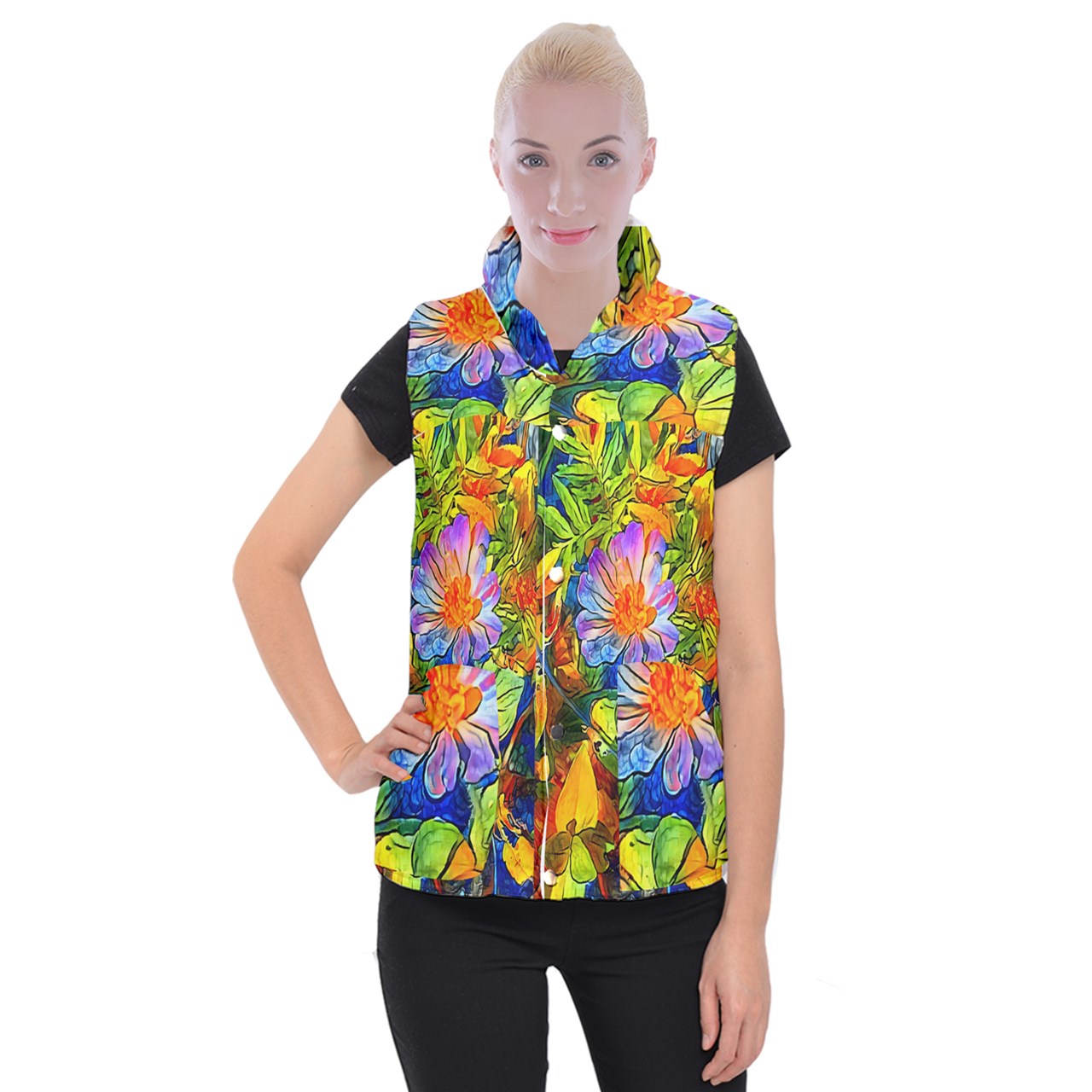 Petunia Women's Button Up Vest 3XL