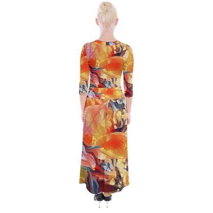 Peace Lily Quarter Sleeve Wrap Maxi Dress