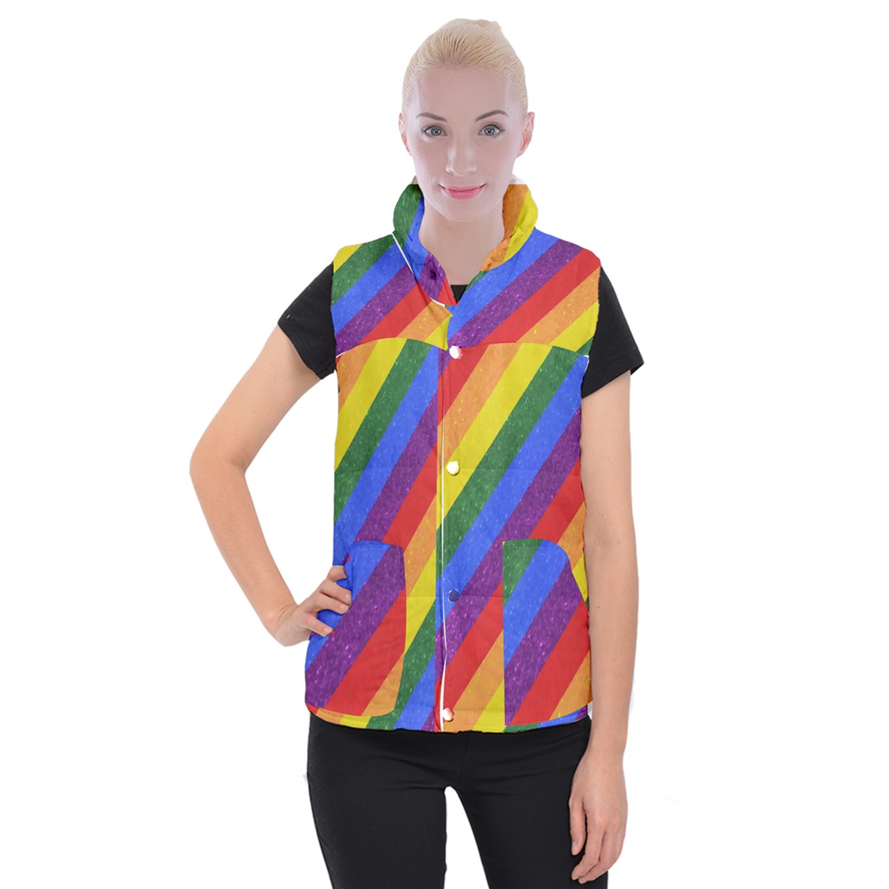 Rainbow Pride Women's Button Up Vest 3XL
