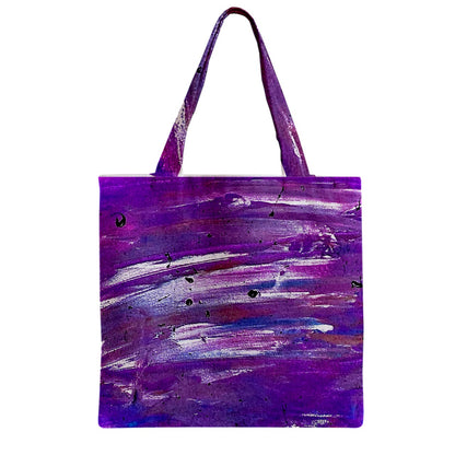 Purple Zipper Grocery Tote Bag