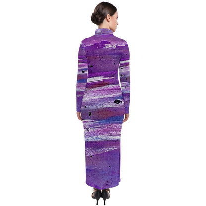 Purple Turtleneck Maxi Dress