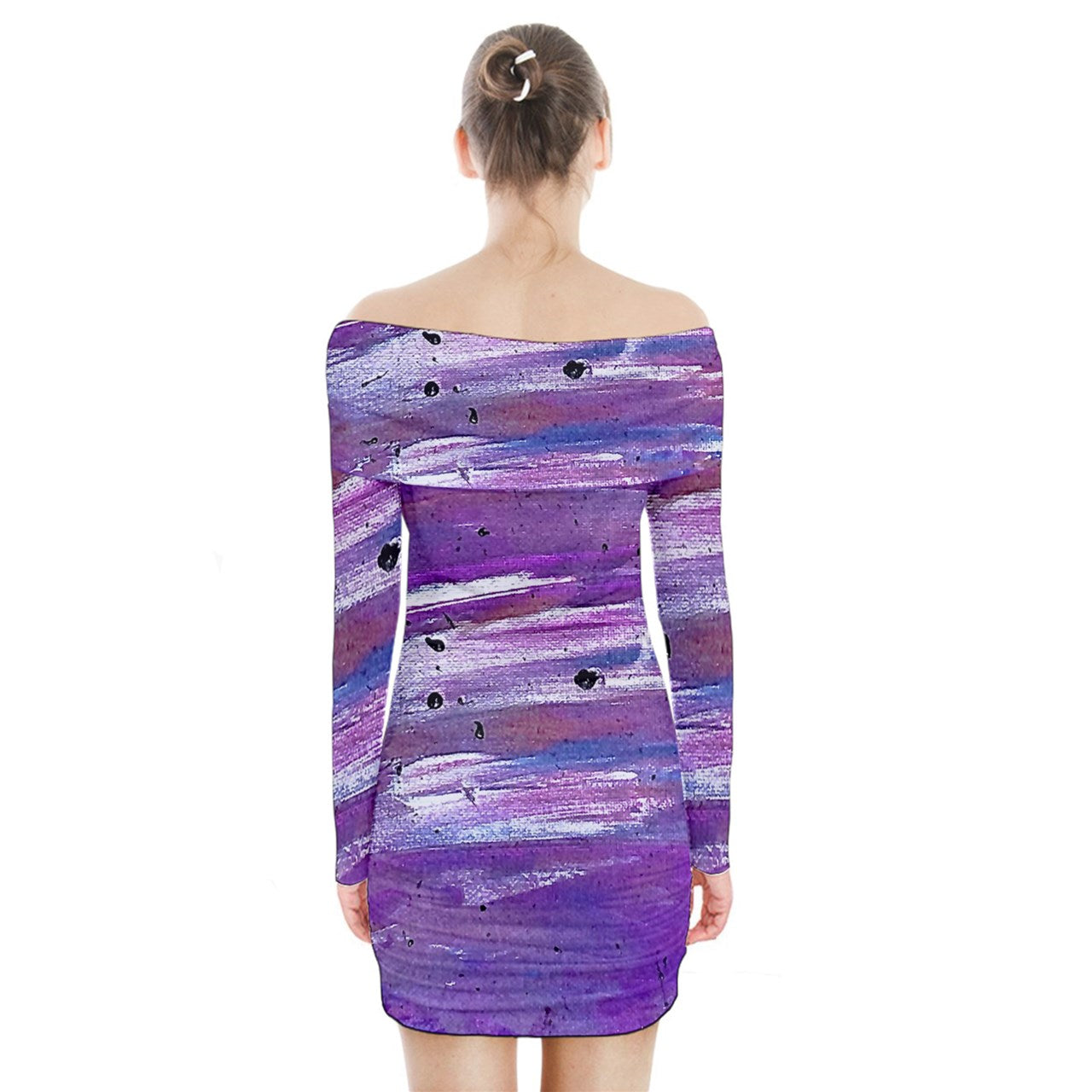 Luxtrini Purple Long Sleeve Off Shoulder Dress