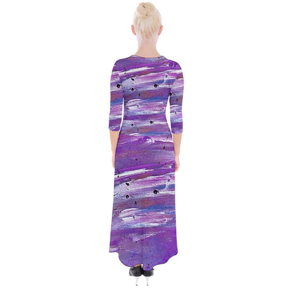 Purple Quarter Sleeve Wrap Maxi Dress