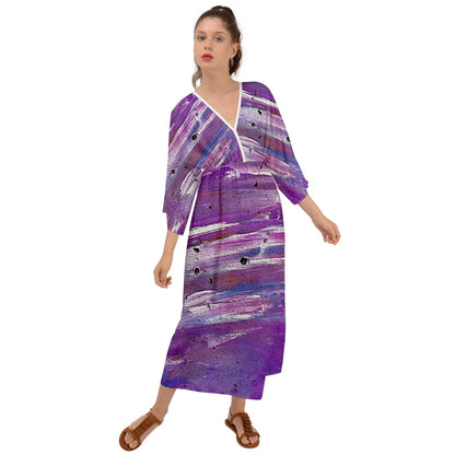 Purple Grecian Style Maxi Dress 3XL