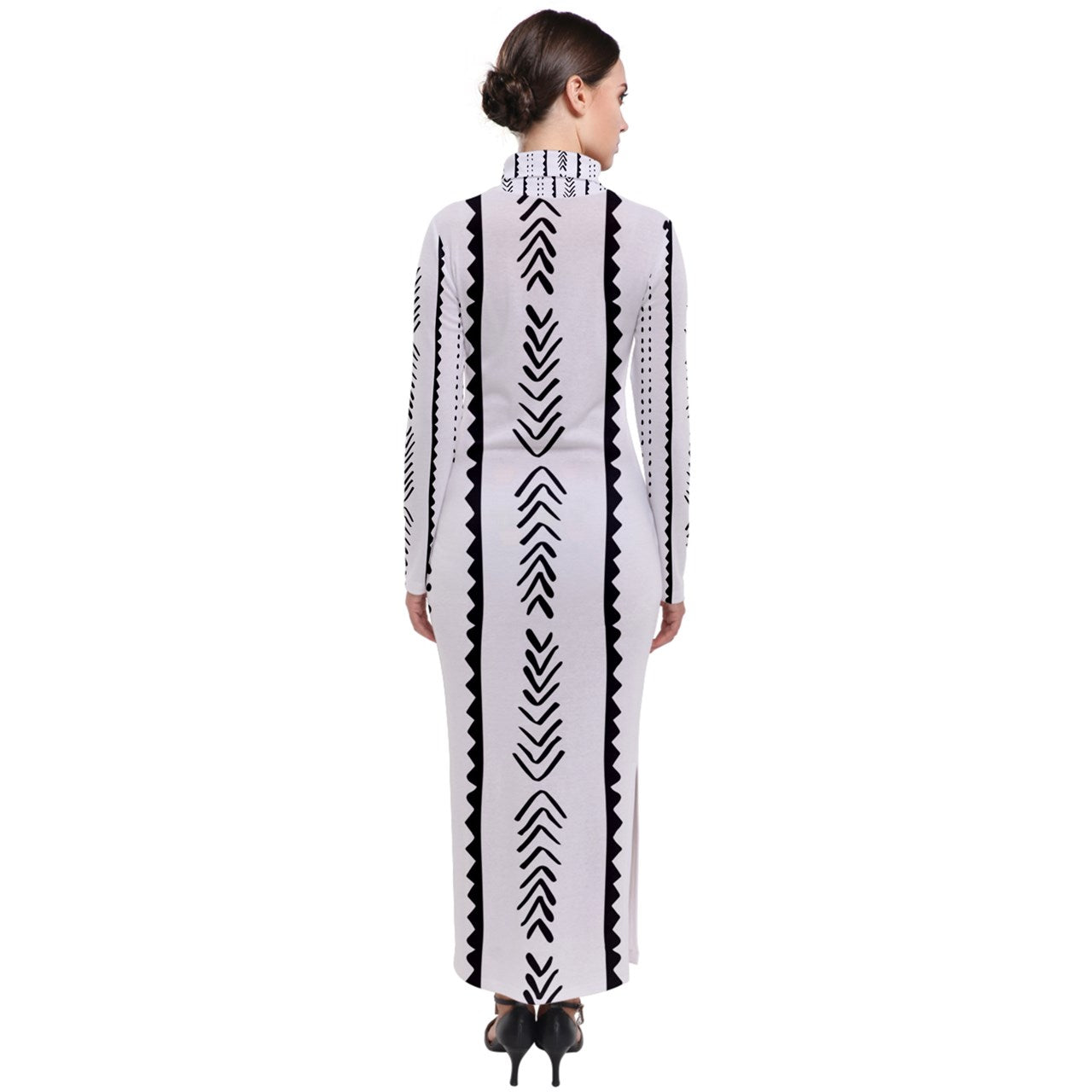 African Mudcloth #20 Turtleneck Maxi Dress