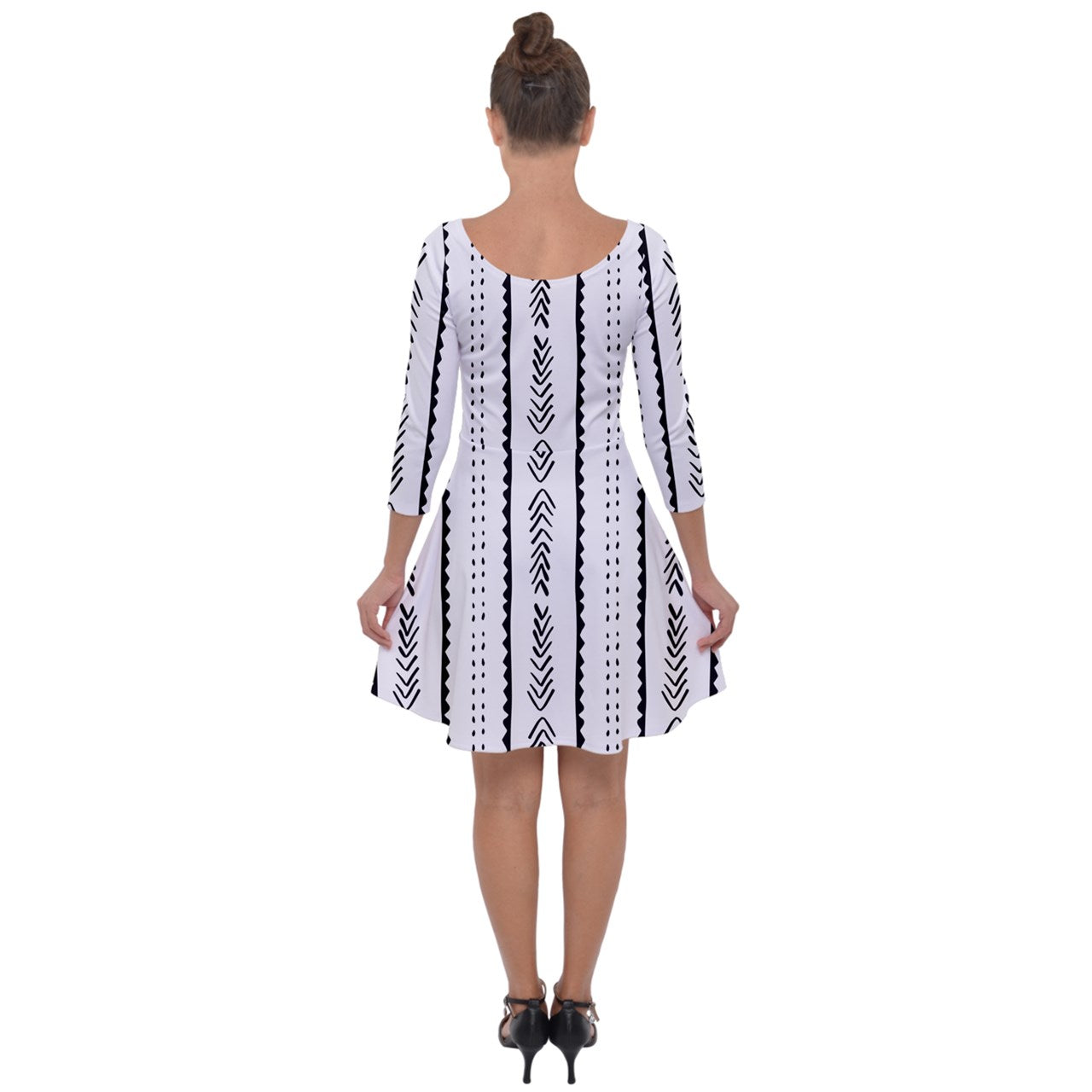 African Mudcloth #20 Quarter Sleeve Skater Dress