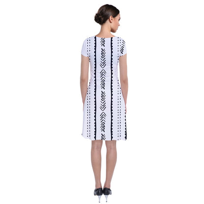 African Mudcloth #20 Short Sleeve Front Wrap Dress