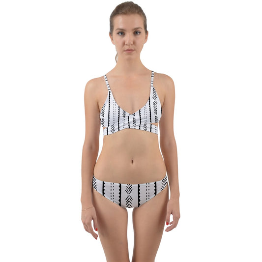 African Mudcloth #20 Wrap Around Bikini Set