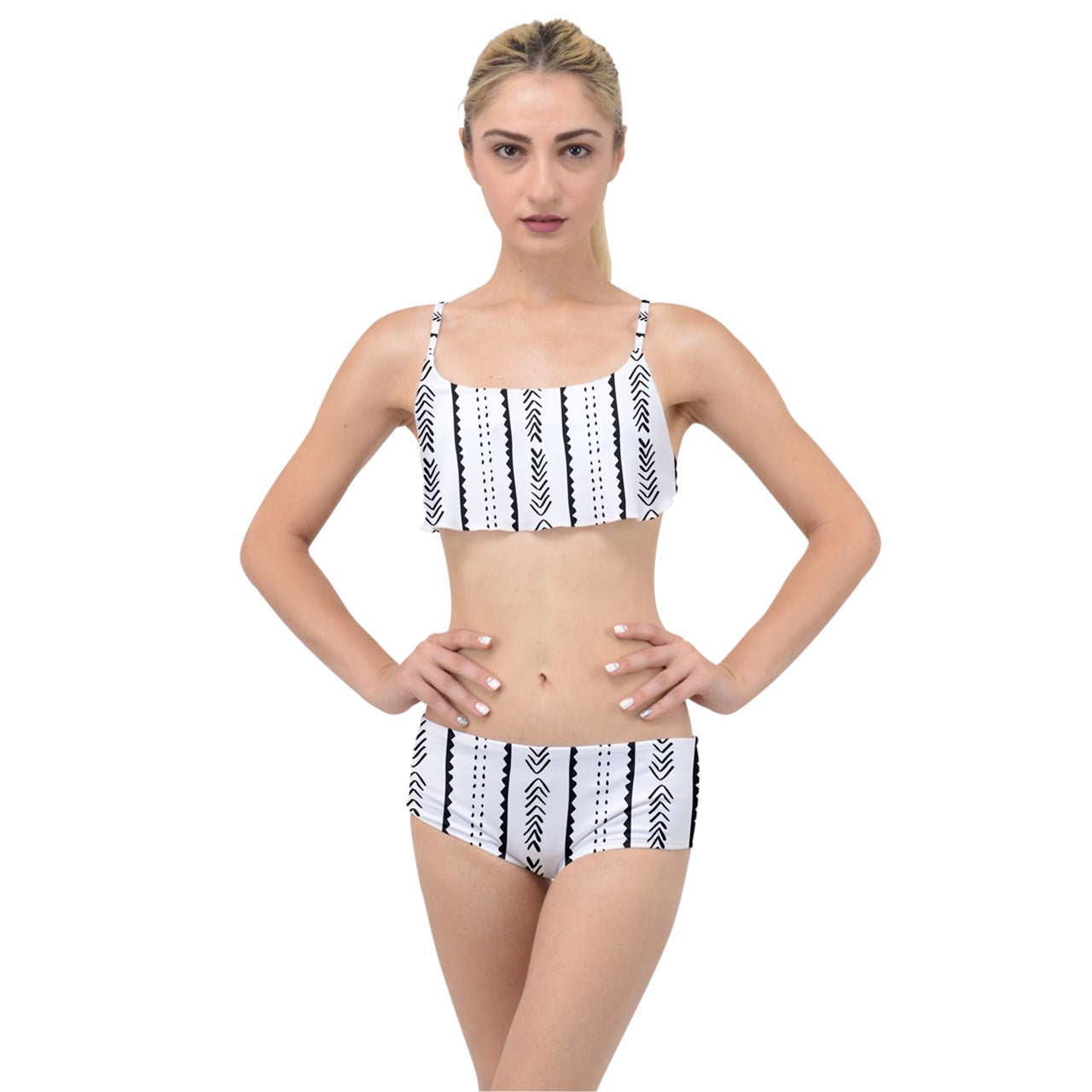 African Mudcloth #20 Layered Top Bikini Set