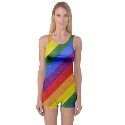 Vibrant LGBT Rainbow Pride One Piece Boyleg Swimsuit for Inclusive Beach & Pool Confidence