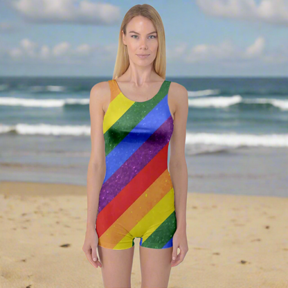 Vibrant LGBT Rainbow Pride One Piece Boyleg Swimsuit for Inclusive Beach & Pool Confidence