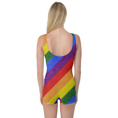 Vibrant LGBT Rainbow Pride One Piece Boyleg Swimsuit for Inclusive Beach & Pool Confidence