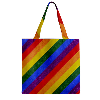 Rainbow Pride Zipper Grocery Tote Bag