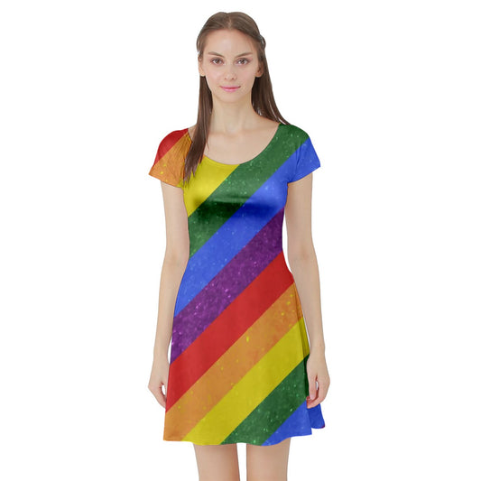 Rainbow Pride Short Sleeve Skater Dress