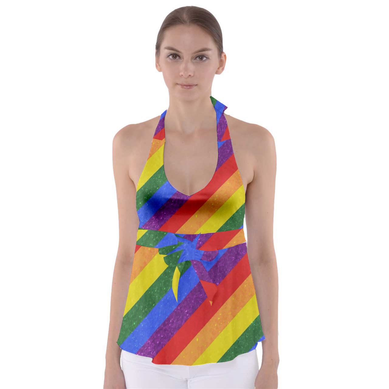 Celebrate Diversity with Our Luxtrini Rainbow Pride Babydoll Tankini Top