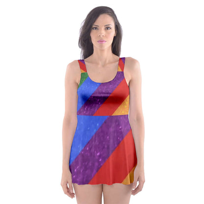 Colorful LGBTQ Skater Dress Swimsuit for Women