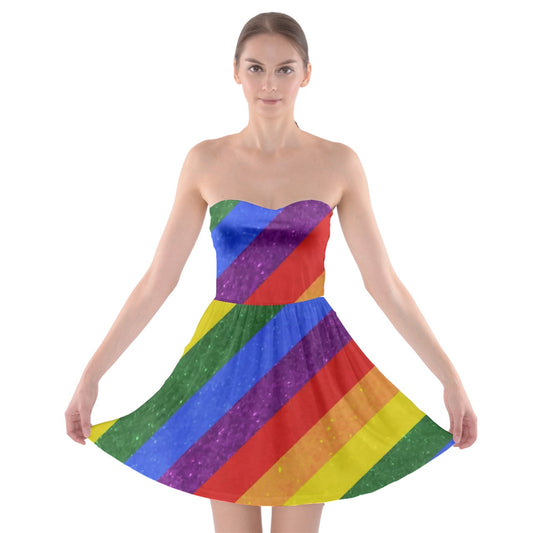 Rainbow Pride Strapless Bra Top Dress