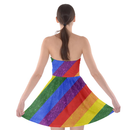 Rainbow Pride Strapless Bra Top Dress