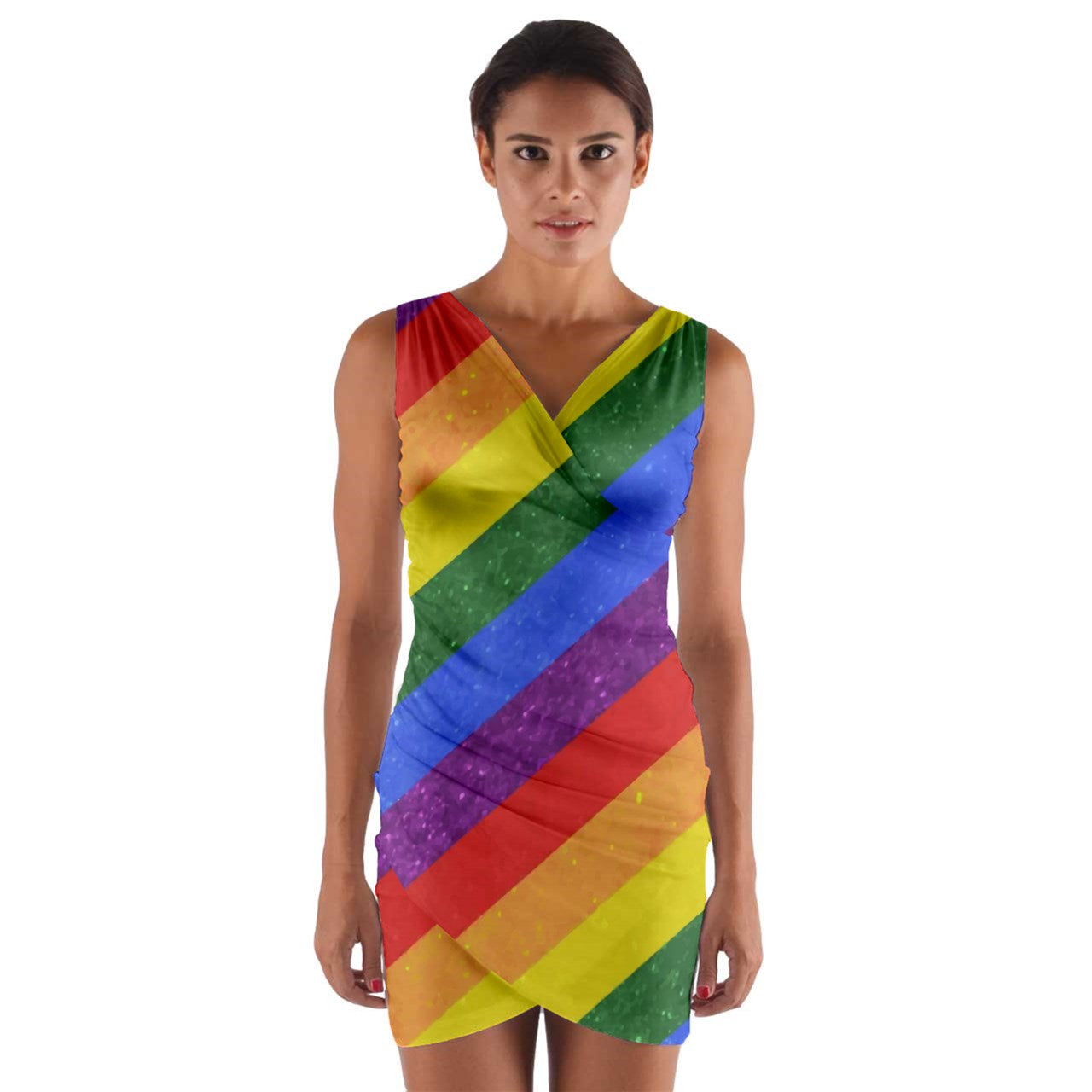 Rainbow Pride Wrap Front Bodycon Dress