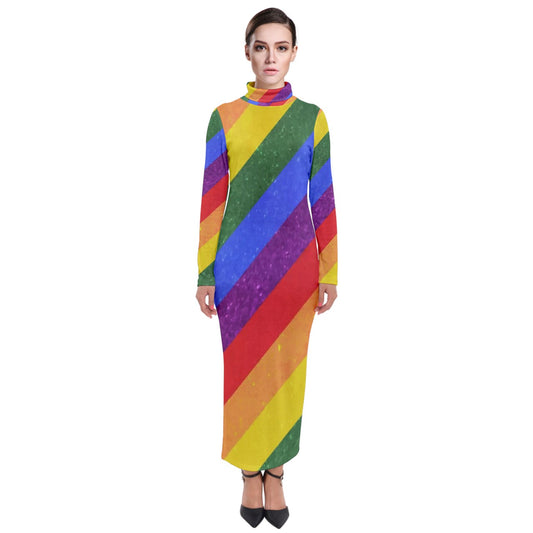 Rainbow Pride Turtleneck Maxi Dress