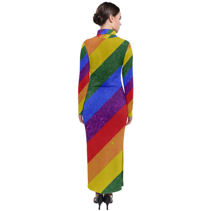 Rainbow Pride Turtleneck Maxi Dress