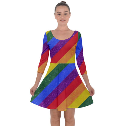 Rainbow Pride Quarter Sleeve Skater Dress