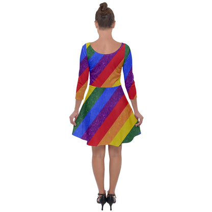 Rainbow Pride Quarter Sleeve Skater Dress