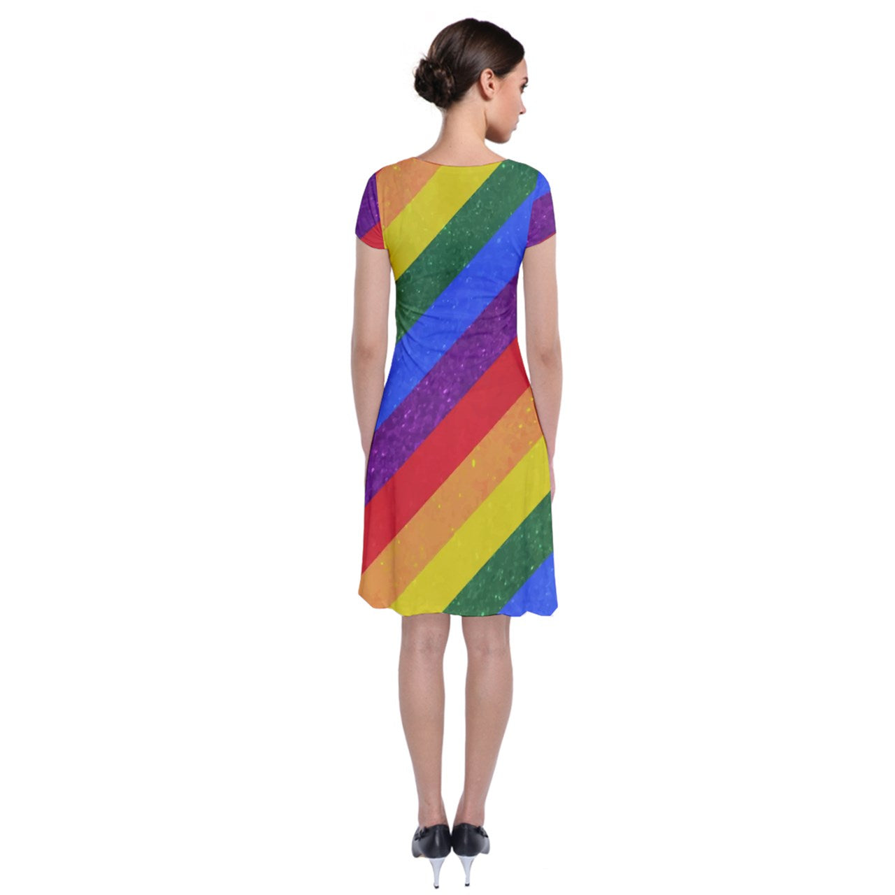 Rainbow Pride Short Sleeve Front Wrap Dress