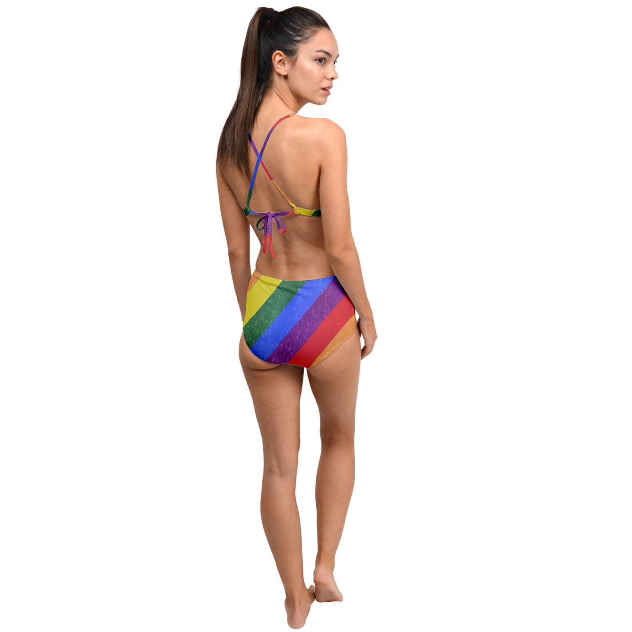 Vibrant Rainbow Pride High-Waist Tankini Swimsuit Set for Women - LGBTQ+ Beachwear