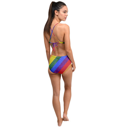 Vibrant Rainbow Pride High-Waist Tankini Swimsuit Set for Women - LGBTQ+ Beachwear