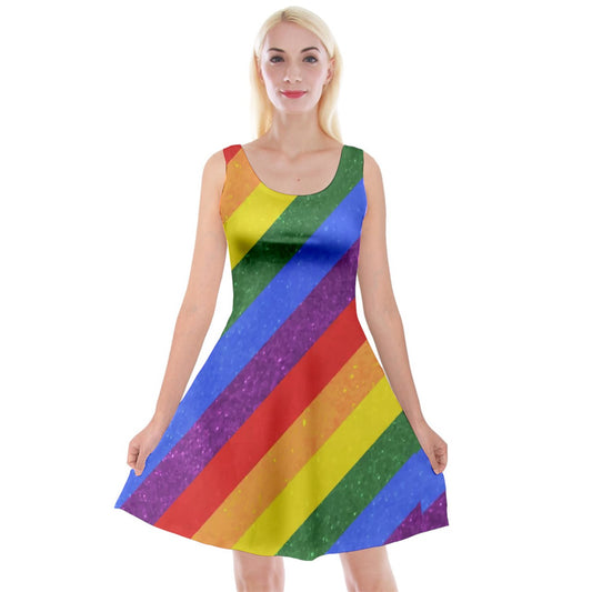 Rainbow Pride Reversible Velvet Sleeveless Dress