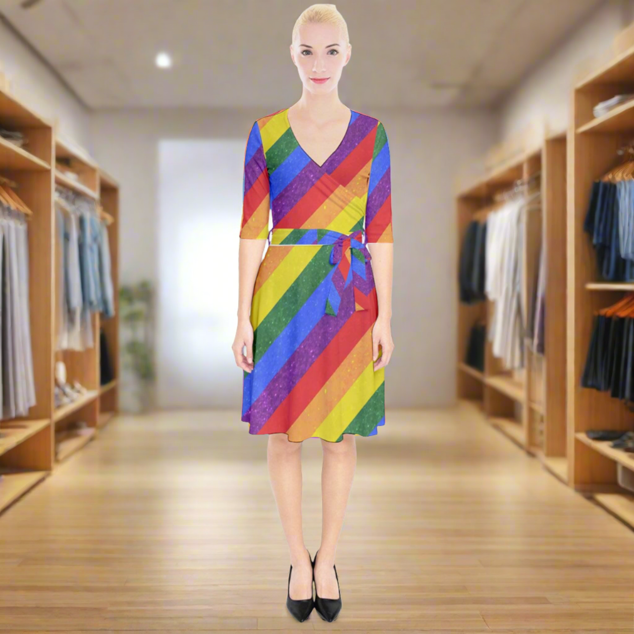 LGBTQ Wrap Up Cocktail Dress - Rainbow Pride