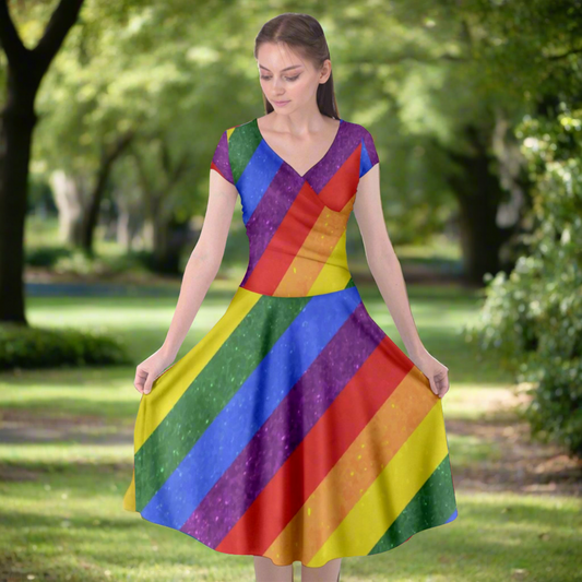 Rainbow Pride | Gay Pride | LGBTQ Pride | Cap Sleeve Wrap Front Dress