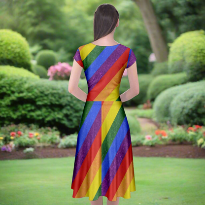 Rainbow Pride | Gay Pride | LGBTQ Pride | Cap Sleeve Wrap Front Dress