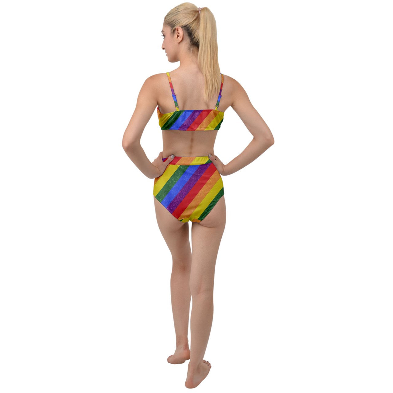 Vibrant LGBT Pride Criss Cross Two Piece Swimsuit Set