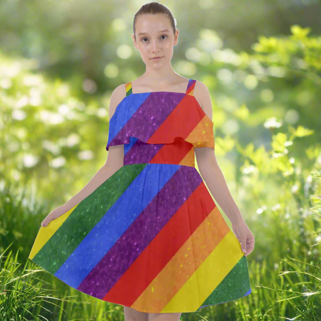 Rainbow Pride | Gay Pride | LGBTQ Pride | Cut Out Shoulders Chiffon Dress