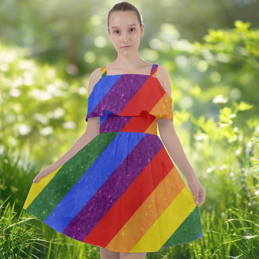 Rainbow Pride | Gay Pride | LGBTQ Pride | Cut Out Shoulders Chiffon Dress