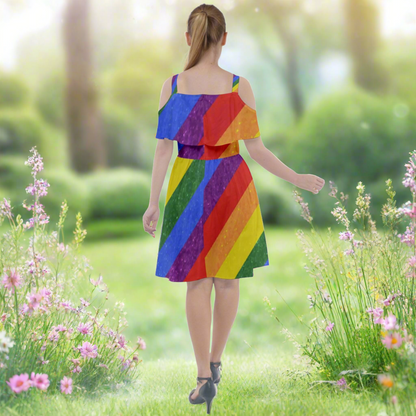 Rainbow Pride | Gay Pride | LGBTQ Pride | Cut Out Shoulders Chiffon Dress