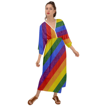 Rainbow Pride Grecian Style Maxi Dress