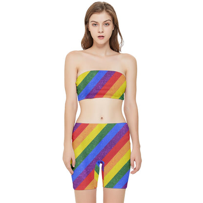 Rainbow Pride Stretch Shorts and Tube Top Set 5XL
