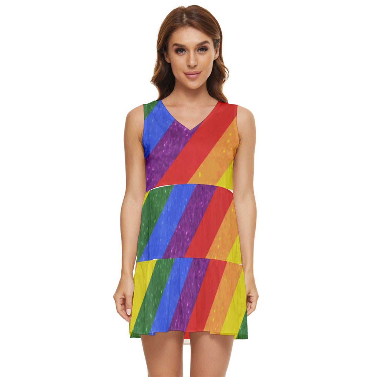 Rainbow Pride Tiered Sleeveless Mini Dress