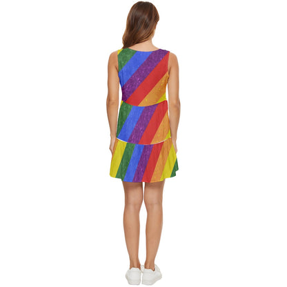 Rainbow Pride Tiered Sleeveless Mini Dress