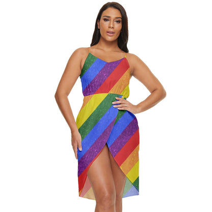 Rainbow Pride Tulip Hem Mini Chiffon Dress